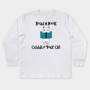 Read Book Cuddle Cat Kids Long Sleeve T-Shirt